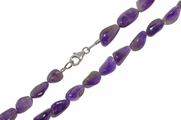 Nuggetkette 7-8mm / 45cm Karabiner Sterlingsilber 925, Amethyst