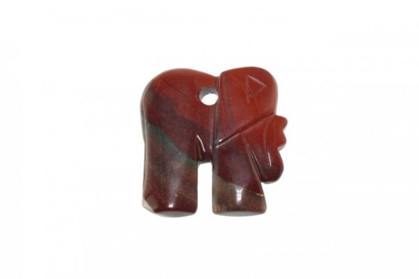 Elefant mit Bohrung, 40x40mm, Roter Jaspis