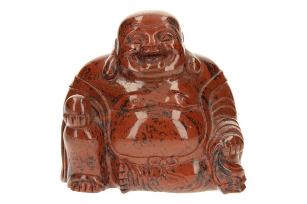 Buddha mit Kugel 120x100x80mm aus Mahagoni Obsidian