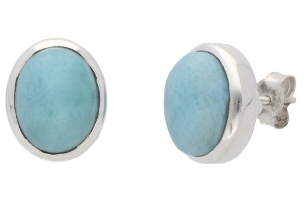 Ohrstecker oval 10x12,5mm in Silber 925, Larimar