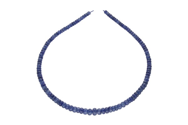 Saphir Buttonstrang facettiert 5-7,5mm/40cm (155ct), Saphir blau glasfilled