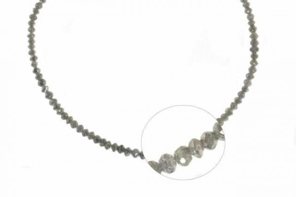 Buttonstrang facettiert 2-3,3mm/42cm, Diamant silber-grau