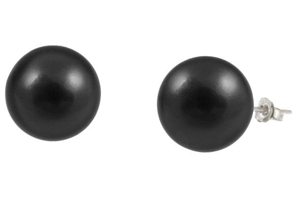 Ohrstecker 14mm Shellbased Perle schwarz auf Silber 925