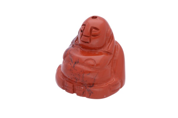 Buddha 25x25x30mm mit vertikaler Bohrung aus rotem Jaspis