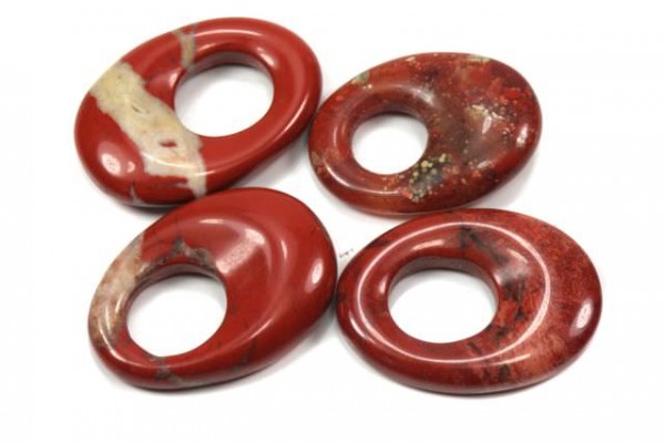 Oval 13x18mm mit 6mm Bohrung, Roter Jaspis