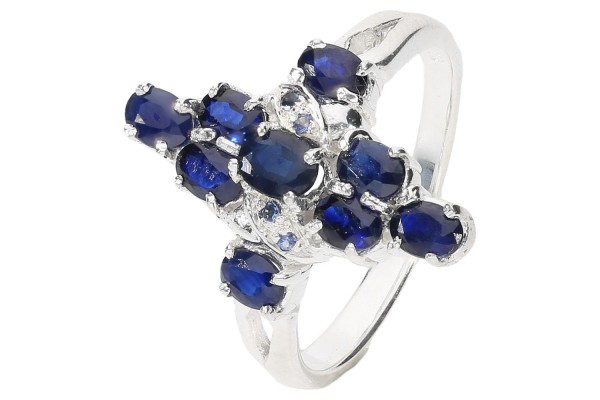 Ring Größe 51 aus Silber 925, Kreuz mit blauen Saphiren