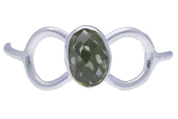 Ring aus Sterlingsilber mit ovalem Peridot in Eternity-Schlaufe