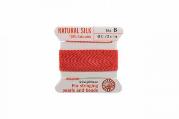 Aufziehseide No.6, 0,70mm/2m mit Nadel, hellrot