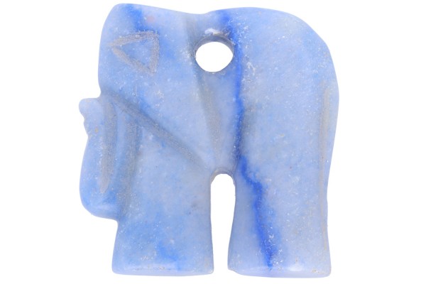 Elefant 40x40x8mm mit 6mm Loch aus Blauquarz