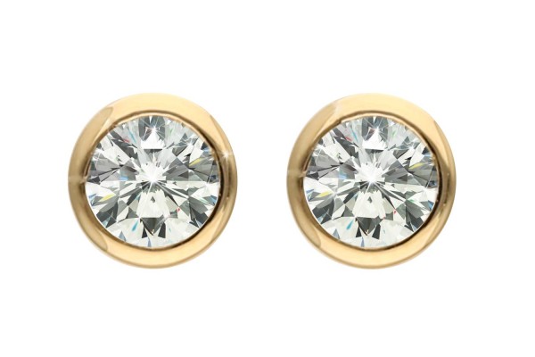 Brillant Ohrstecker 2 Brillanten 0,10ct in Zarge Gelbgold 18K