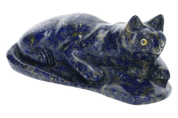 Katzen-Gravur 40x86x31mm aus Lapislazuli