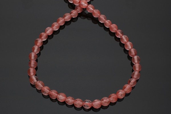 Kugelstrang facettiert 6mm/40cm 64-cut, Cherryquarz behandelt