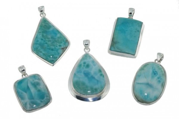 Anhänger diverse Formen in Fassung AG 925, 24,4-26,5g, Larimar