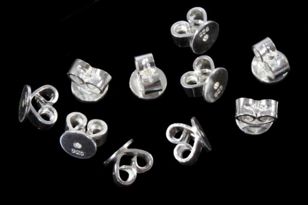 Ohrmuttern 4,6mm in Herz Form aus Sterlingsilber VPE 5 Paar