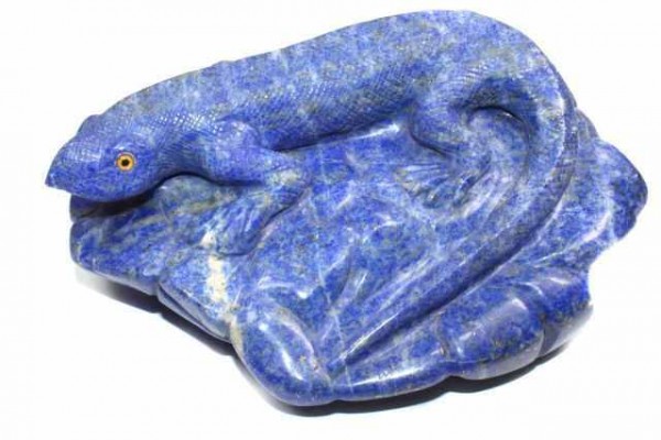 Echsen-Gravur 190x80x140mm (2,4 kg) aus Lapislazuli