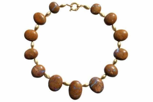 Collier mit 13 Ovalen 7x21-22x33mm/45cm, Boulderopal