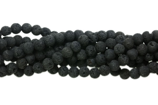 6mm round beads black lava