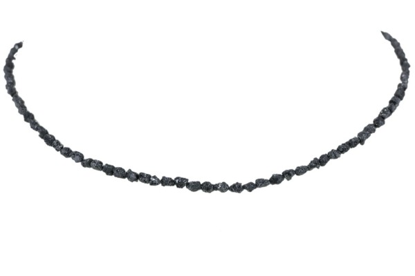 Damen-Kette 45cm, roh Diamant schwarz, mit Karabiner aus Silber 925