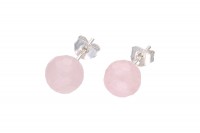 Ohrstecker 8mm Kugel facettiert auf Silber 925, Rosenquarz Ohrstecker 8mm Kugel facettiert auf Silber 925, Rosenquarz
