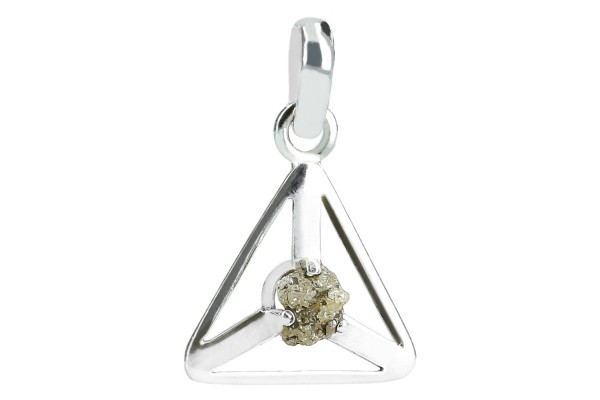 Triangel-Anhänger 18x28mm, Rohdiamant in Silber 925