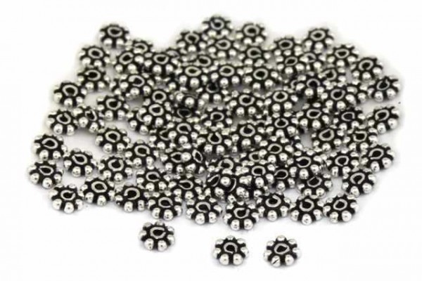 Blume 4mm, Silber 925 schwarz rhodiniert