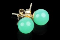 8mm Ohrstecker GG 14k, Chrysopras AA 8mm Ohrstecker GG 14k, Chrysopras AA