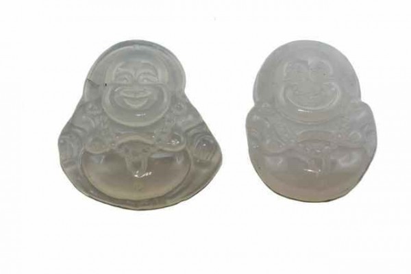 Buddha-Amulett mit 1mm Bohrung, 30-35mm, Achat