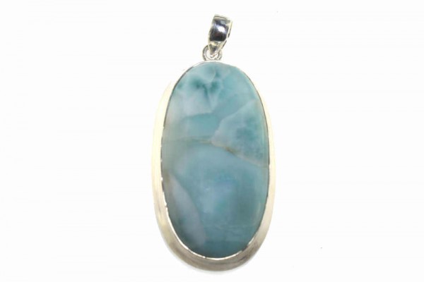 Oval-Anhänger 30x60mm, Larimar A in AG 925