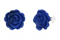 Rosen-Ohrstecker 15mm, Lapislazuli auf Silber 925 Rosen-Ohrstecker 15mm, Lapislazuli auf Silber 925