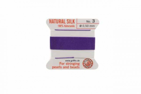 Aufziehseide No.3, 0,50mm/2m mit Nadel, violett