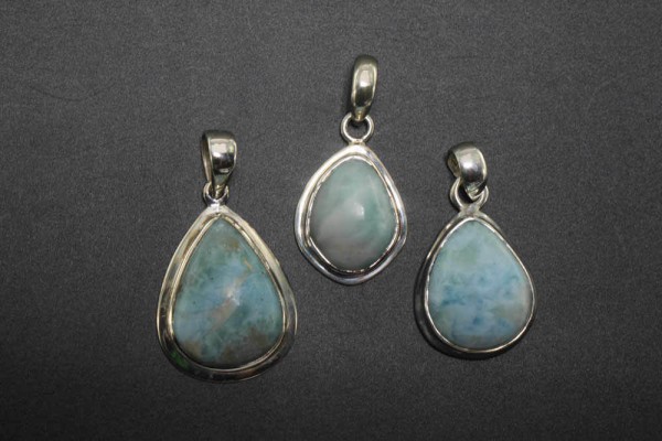 Tropfen-Anhänger 16-18x30-32mm, Larimar in AG 925