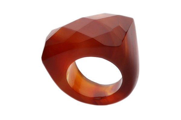 Big Head-Ring rechteckig 31x21mm facettiert Größe 53, Karneol gefärbt