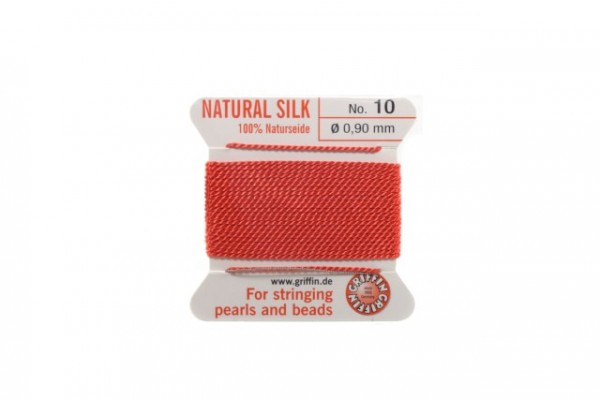 Aufziehseide No10, 0,90mm/2m mit Nadel, hellrot