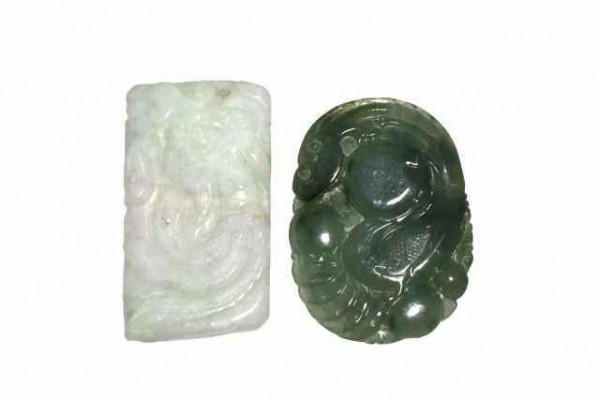 Amulett Phönix 33x47mm, Burma-Jade A